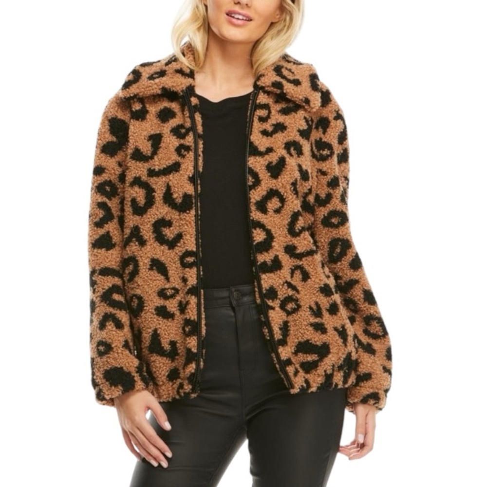 Donna Salyers'‎ Fabulous-Furs Leopard
Teddy Bomber Jacket Size Small